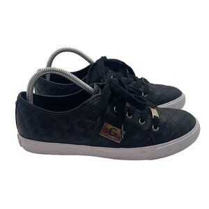 G by Guess Womens 8.5 Black Quilted Faux Leather Lace-Up Sneaker Shoes GGOADIE2T